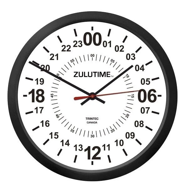 Trintec Ten Inch Aviation 24-Hour ZULU Time Quartz Wall Clock #ZT24HR10 kol saati