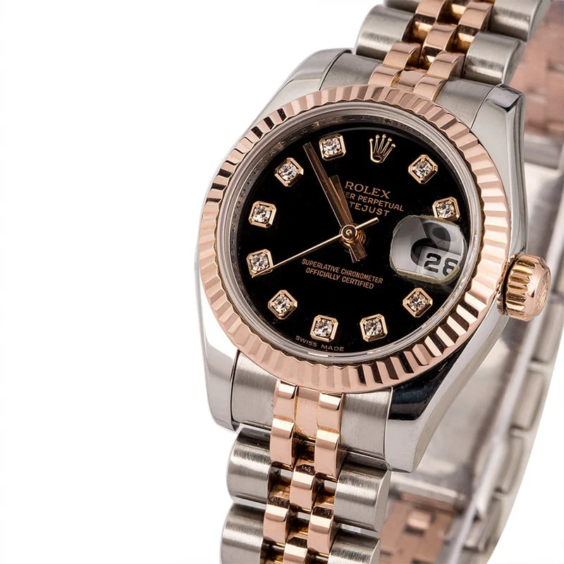 Rolex Datejust 179171 Black Diamond Dial 179171BKDJ 26 mm kol saati