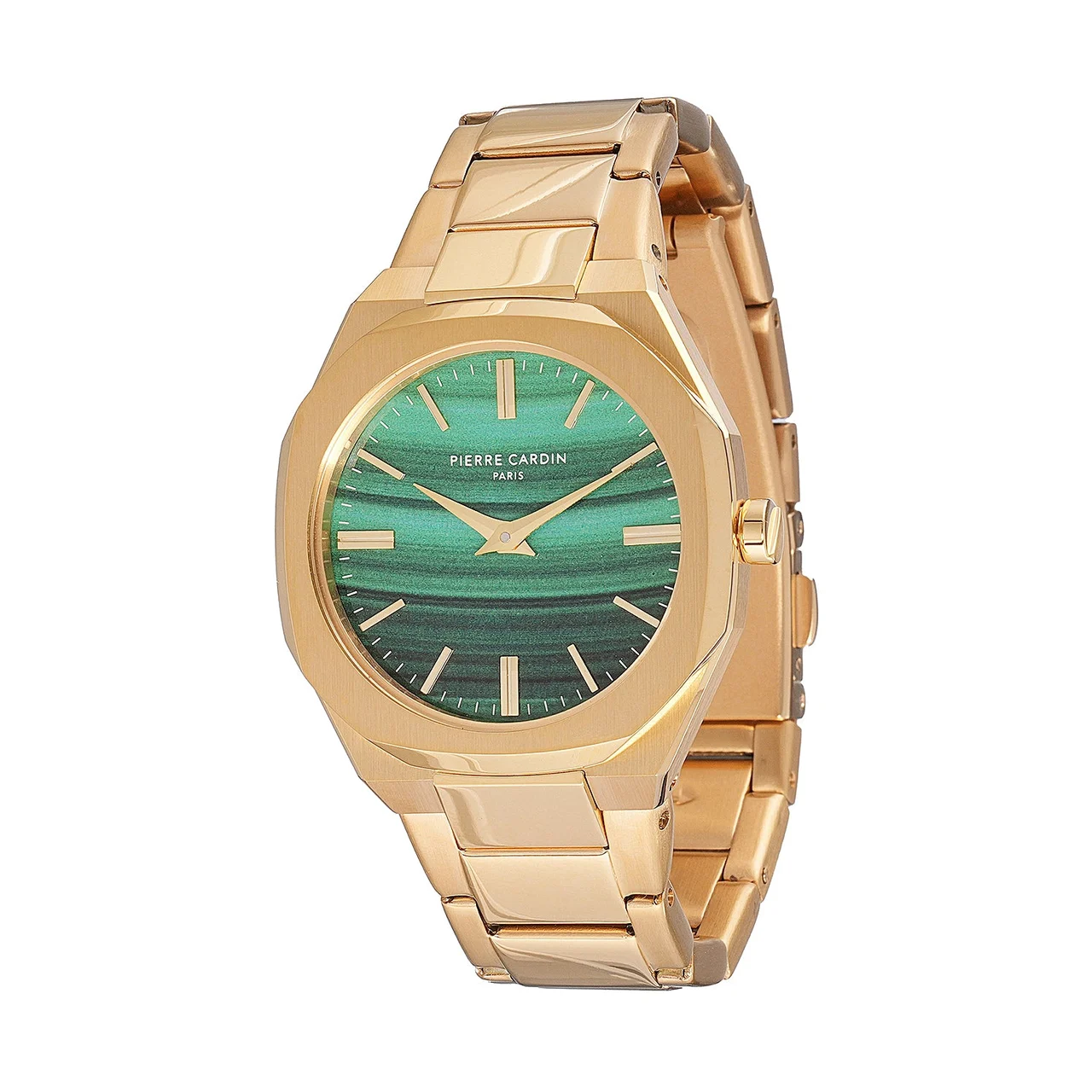 Elysee Maison 8 Chrysanthème ’ Watch - Gold Case, Jade Green Dial with Gold Metal Strap CF.1008.MG.1 32 mm kol saati