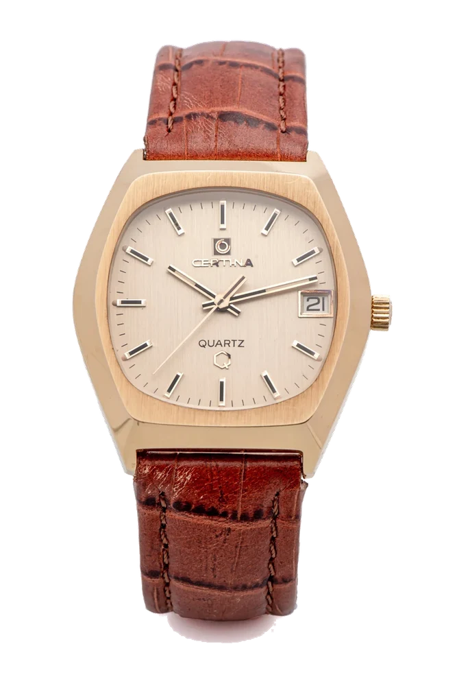 Certina Watch Adolf et Alfred Kurth Ref. 755.3519.68, quartz, centre-seconds, date, gold dial; “Quartz”; 18K yellow gold kol saati