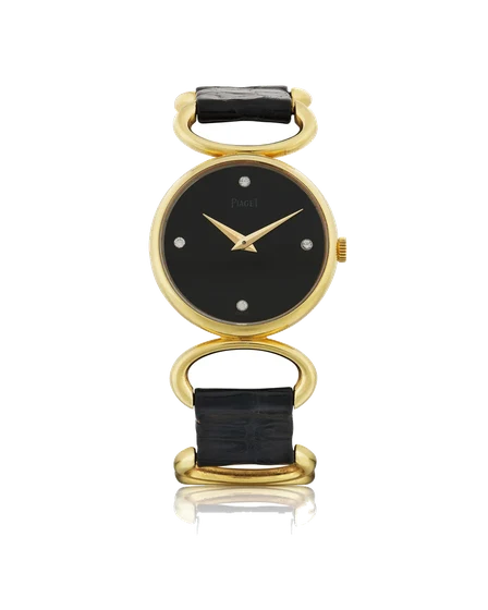 Piaget PIAGET, REF. 9005D, DIAMOND INDEXES, YELLOW GOLD, ORIGINAL CERTIFICATE kol saati