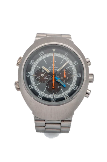 OMEGA Ref. ST 145 036, chronograph, minute and hour counters, two-time zone, dark grey dia