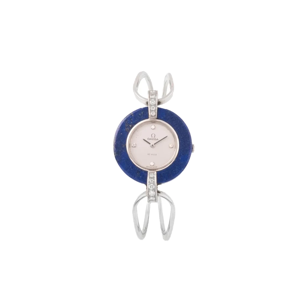 OMEGA Ref. 7254, ’s bangle-watch; “De Ville”; 18K white gold, lapis-lazuli and diamonds kol saati