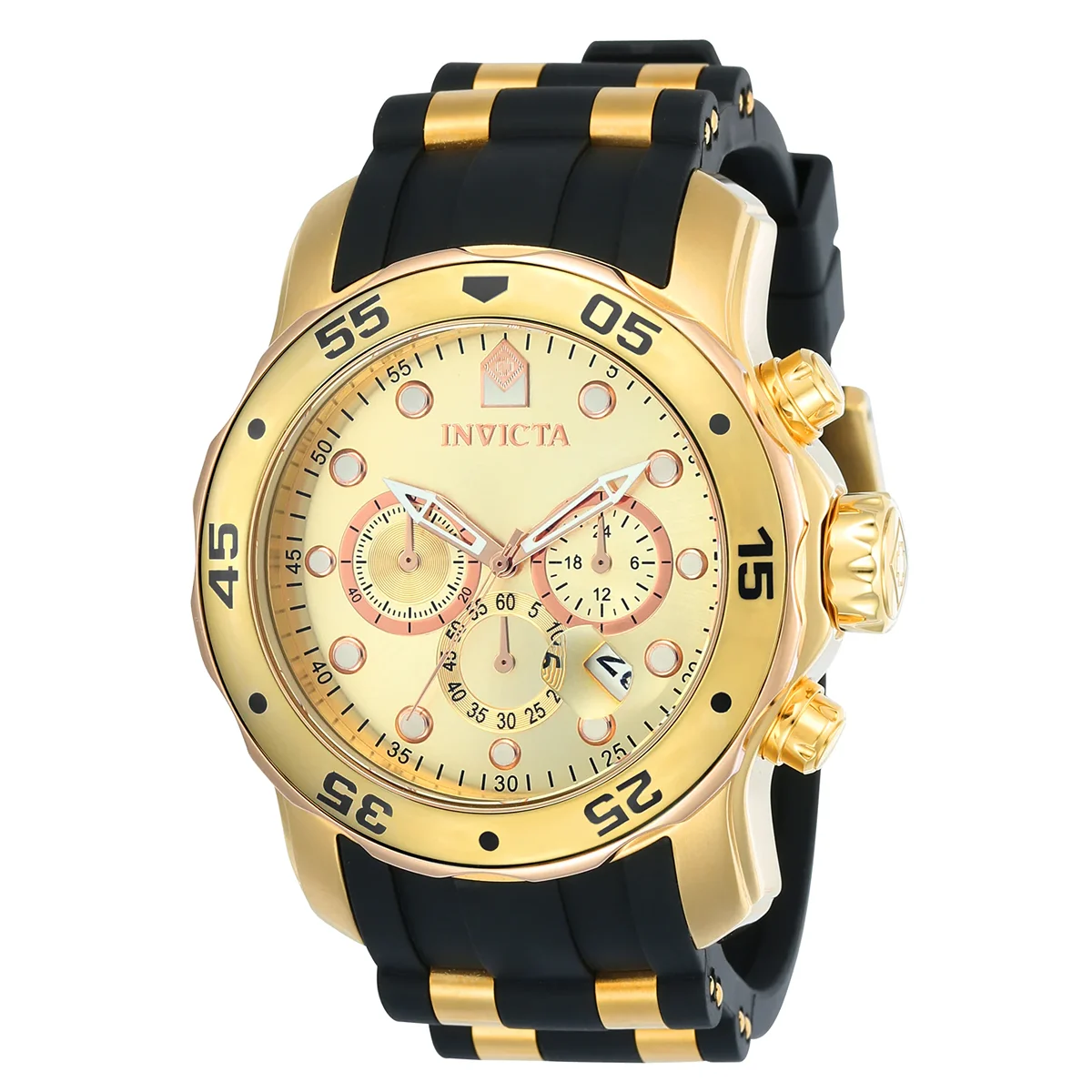 Invicta Pro Diver SCUBA Watch - 48mm, Gold, Black (17884) 48 mm kol saati