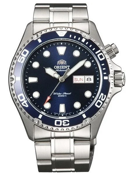 Orient Scratch and Dent - Blue Ray 21-Jewel Automatic Dive Watch on a Bracelet #CEM65009D-SND2 kol saati