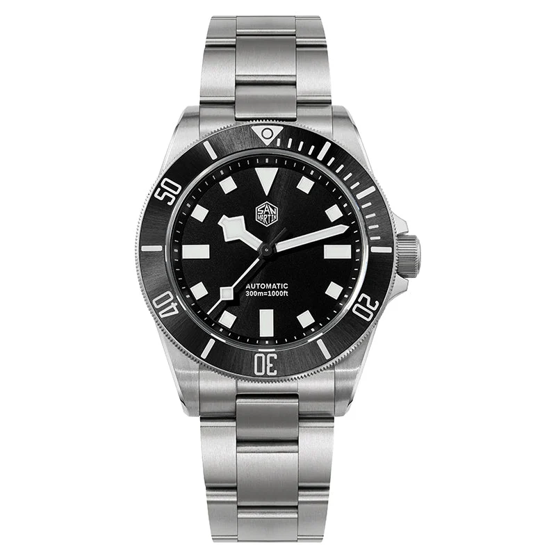San Martin Watchdives x Titanium 39mm Dive Watch SN0121T-GB 圣马丁-钛SN0121T- 蓝色太阳纹- 无内影- 39 mm kol saati