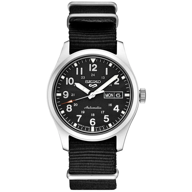 Seiko Sports 24-Jewel Automatic Watch with Black Dial #SRPG37 kol saati