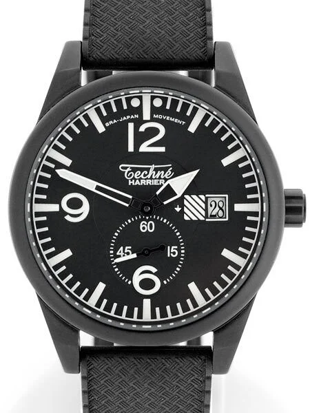 Techne Harrier Aviator Quartz Watch with 41mm Black Aluminium Case #386.181 41 mm kol saati