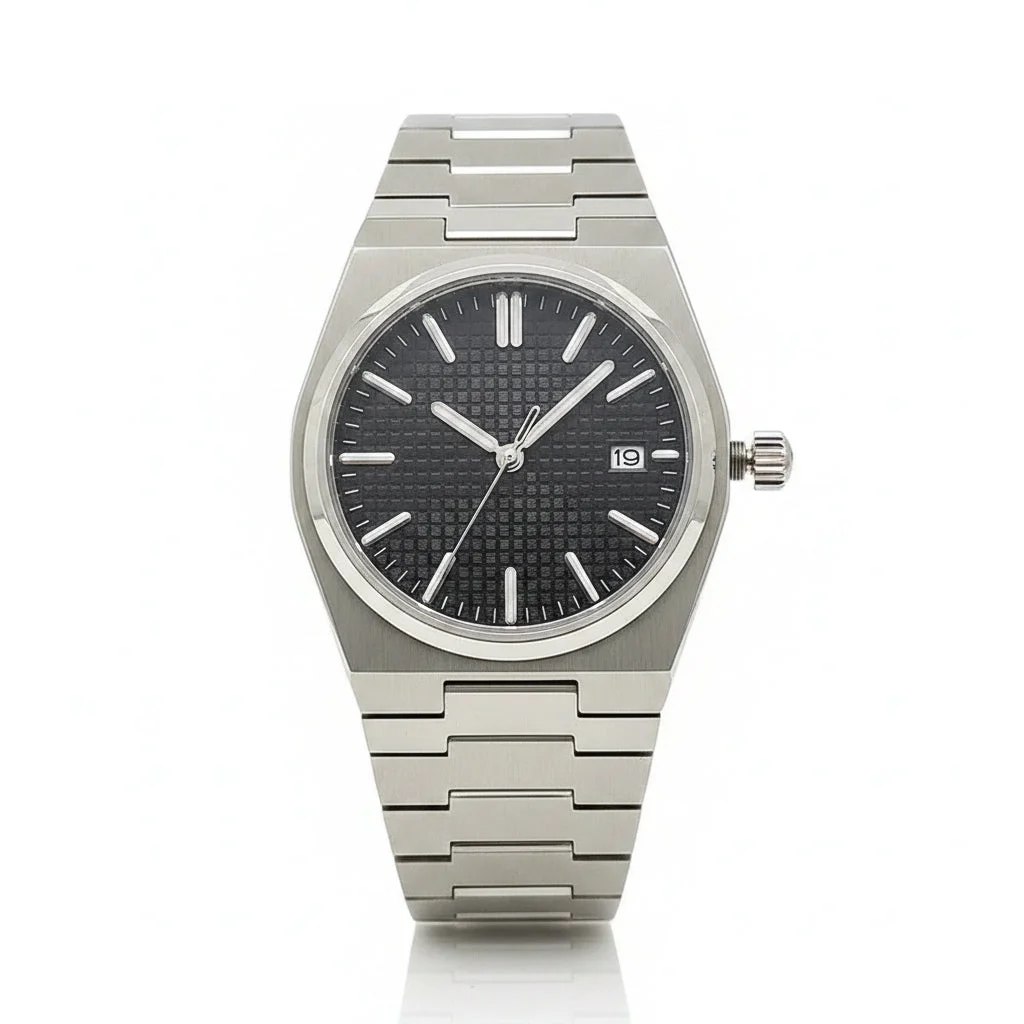 Tandorio PRX Super Player 40mm Business watch Japan NH35 AUTOMATIC Waffle sapphire 10bar Glass back 5923851829261 40 mm kol saati