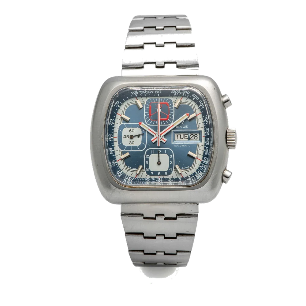 Revue Thommen Ref. 5500, self-winding, chronograph, minute and hour counters, date, day; stainless steel kol saati