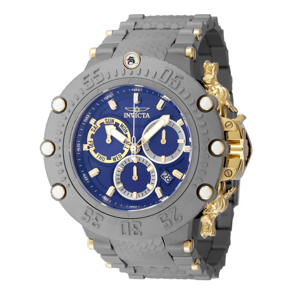 Invicta Subaqua Quartz Chronograph Titanium, Gold, Blue Dial Watch (ZG-48193) kol saati