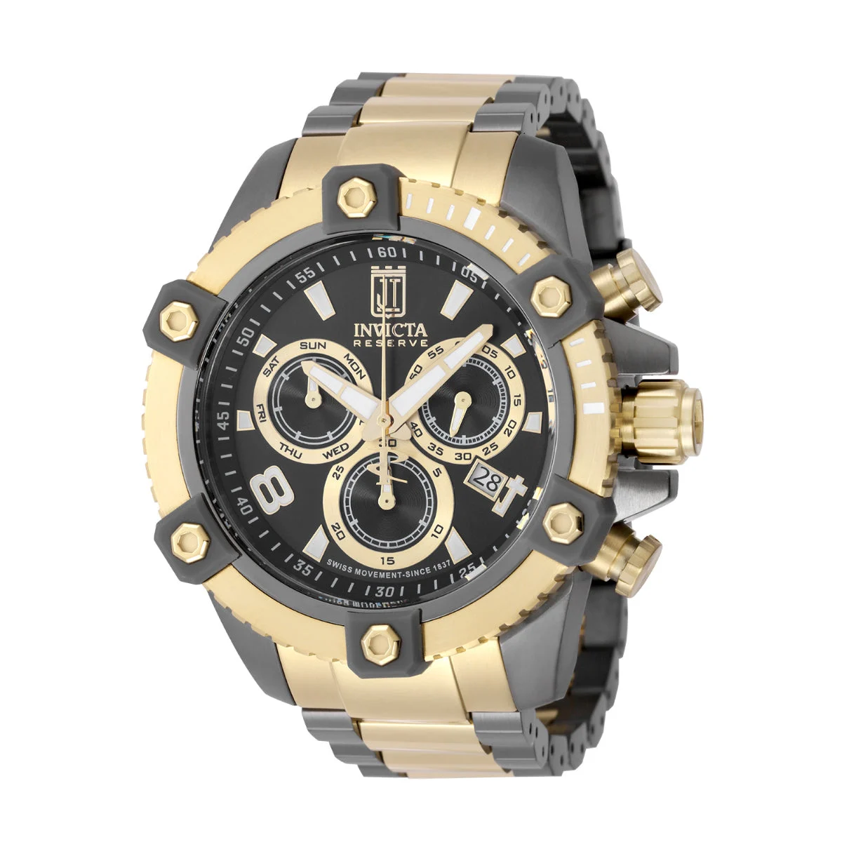 Invicta Soverix Swiss Ronda Z60 Caliber Watch - 50mm, Gunmetal, Gold (51276) 50 mm kol saati
