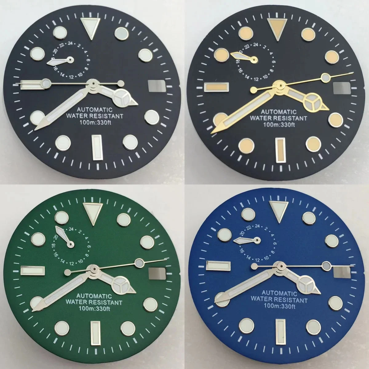 Tandorio Watches Sterile TMI NH37 Watch Dial Hand Set Black Blue Green Dial Silver Orange Index Green Luminous 12000044635801743 29 mm kol saati