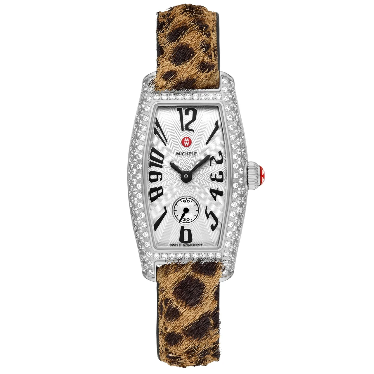 Michele Watches Michele Special Edition Coquette Diamond Stainless Steel Leopard Print Pony Hair Watch, MWW08B000284 kol saati