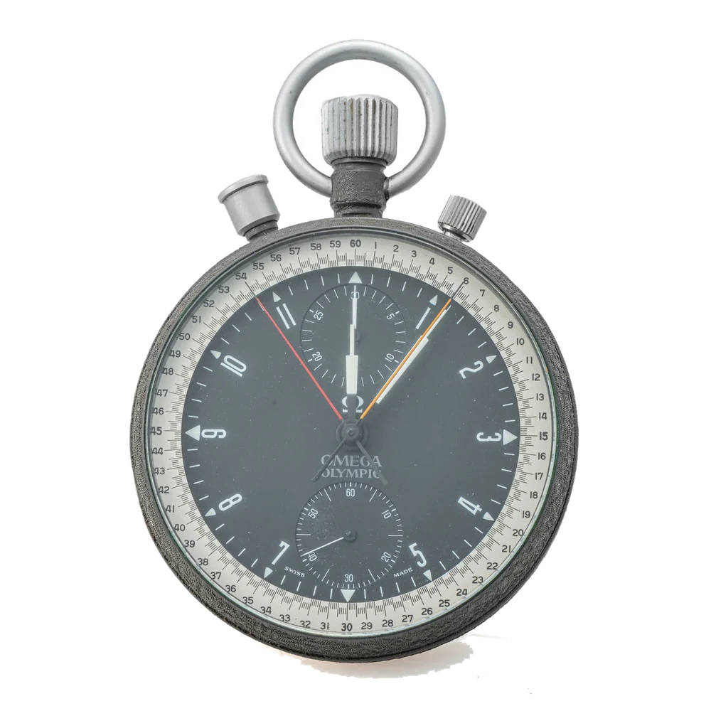 OMEGA OMEGA, REF. MG 6713, OLYMPIC 1/10th SECOND SPLIT SECOND, BLACKENED STEEL kol saati