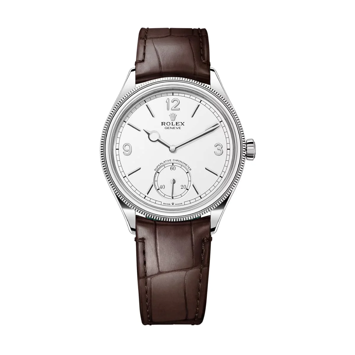 Rolex White Dial 39mm Leather Strap Rolex 1908 52509 White Dial 39mm Leather Strap 39 mm kol saati