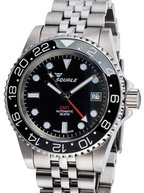 Squale Scratch and Dent - 300 meter Swiss Automatic GMT watch with Luminous Ceramic Bezel,