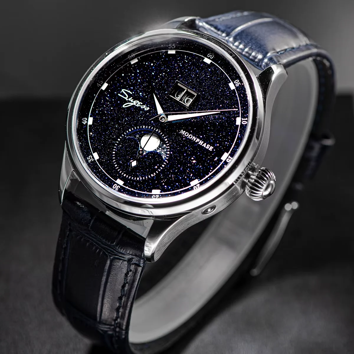 San Martin Sugess Moonphase Watch of Men 40mm Automatic Mechanical Wris 40 mm kol saati