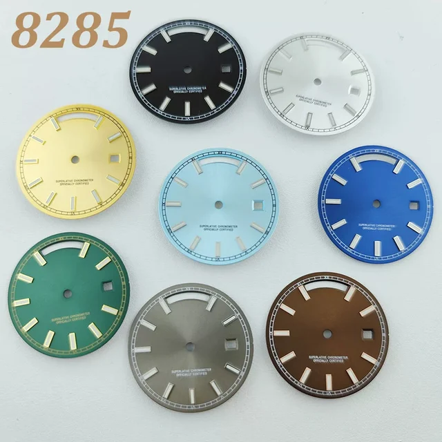 Tandorio Miyota 8285 Dial 31mm Modified Dual Calendar Dial Vertical tick bar Dial Green Lu