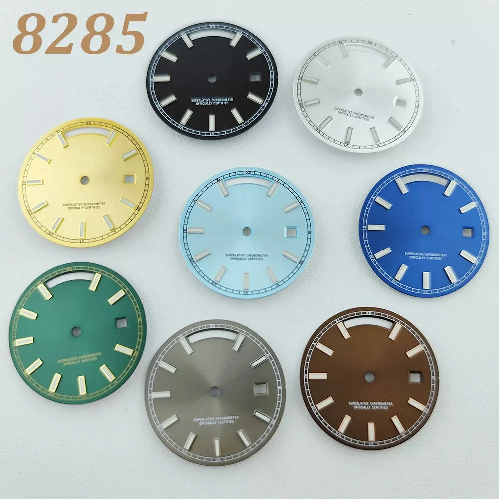 Tandorio Miyota 8285 Dial 31mm Modified Dual Calendar Dial Vertical tick bar Dial Green Luminous 5924375143503 31 mm kol saati