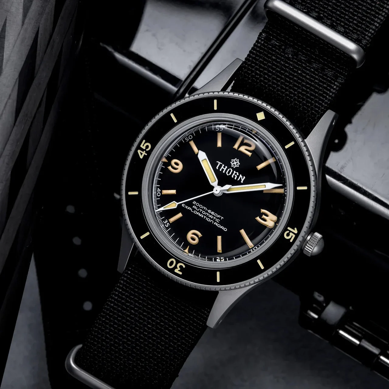 Tandorio movt 50 Fathoms Watch THORN SHY033 40MM C3 lume AR Mineral Glass 14:200000080#SHY033-NO LOGO 40 mm kol saati