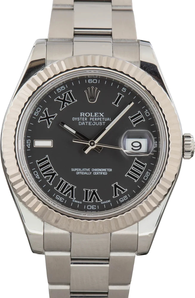 Rolex Datejust II ref 116334 Black Roman Dial 41 mm kol saati