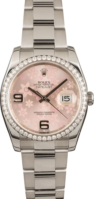 Rolex Datejust 116244 Floral Dial Diamond Bezel T 116244PFAO kol saati