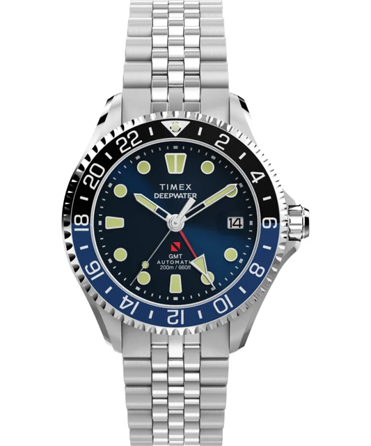 Timex Deepwater Meridian 200 Automatic GMT 42mm Stainless Steel Bracelet Watch TW2Y64000VQ