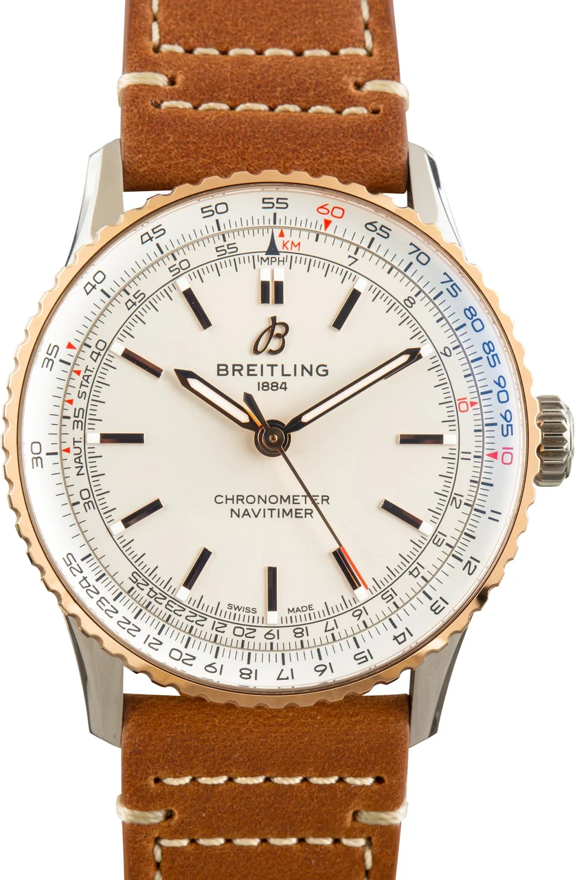 Breitling Two Tone Navitimer Automatic 41 Silver Dial U17329F41G1P1 41 mm kol saati