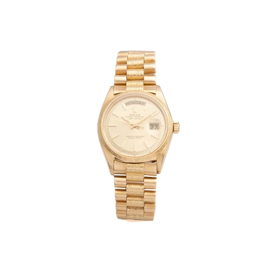 Rolex ROLEX REF. 1811 DAY DATE YELLOW GOLD MOIRE CROSSHATCH FINISH kol saati
