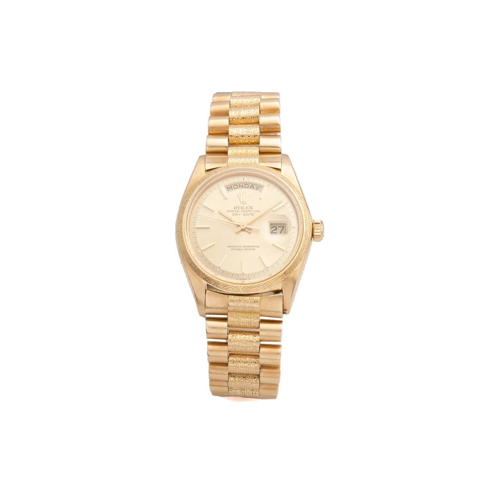 Rolex ROLEX REF. 1811 DAY DATE YELLOW GOLD MOIRE CROSSHATCH FINISH kol saati