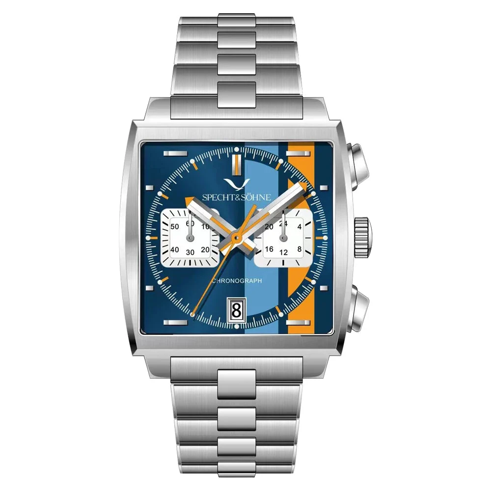 Tandorio Square Watch Mod Specht & Söhne 39MMTop Luxury VK63 Quartz Stainless Steel Japan VK64 Chronograph 1005009910658654-Blue 39 mm kol saati