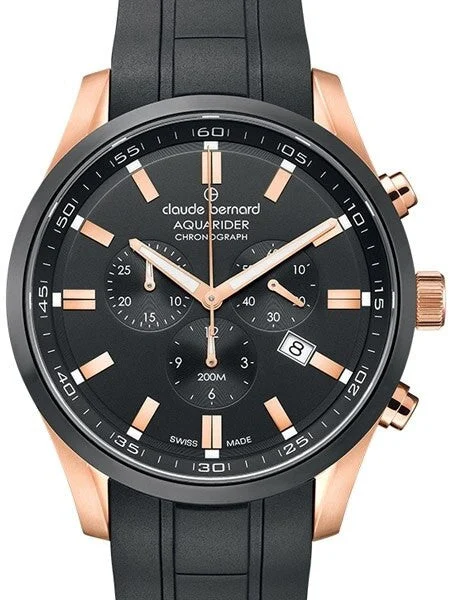 Claude Bernard Aquarider Black Dial Chronograph Dive Watch #10222-37RNCA-NIR kol saati