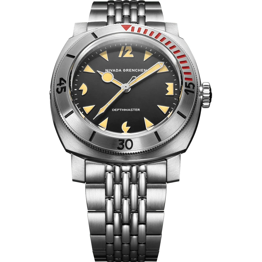 Nivada Grenchen Pacman Depthmaster 42mm on Beads of Rice Bracelet 14200A04 42 mm kol saati