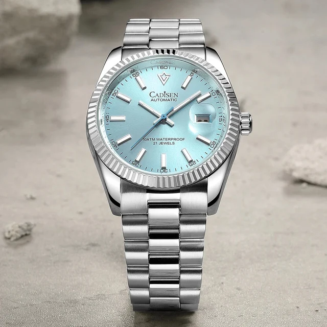 Tandorio Cadisen C8214 DateJust Watch AR Sapphire MIYOTA 8215 10Bar C3 Lume 40MM 14:350850