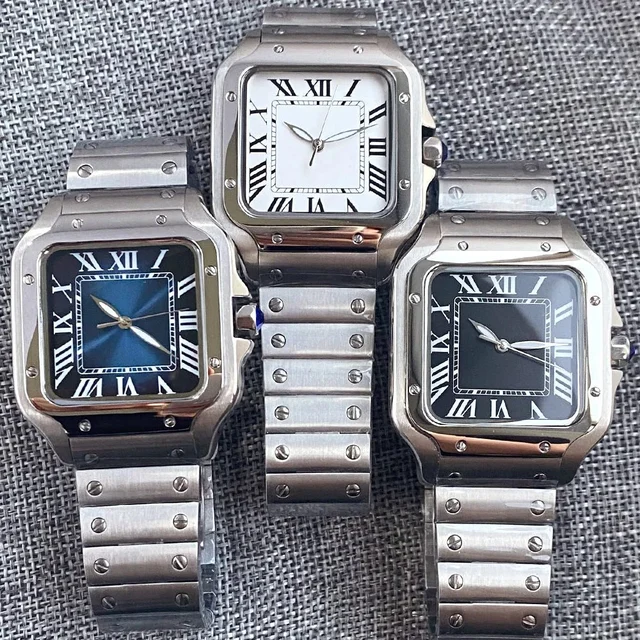 Tandorio Square Watch TD303S Santos Mod 38mm NH35A Automatic Roman Number Glass Back 5bar