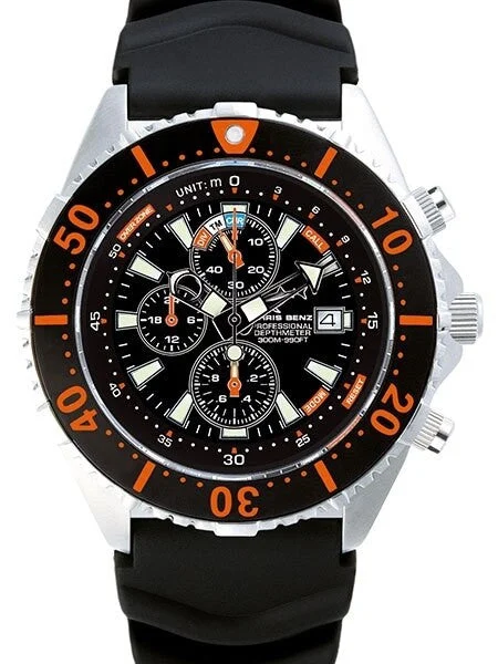 Chris Benz Professional Depthmeter, 300 Meter Dive Watch with Chronograph #CB-C300-O-KBS k