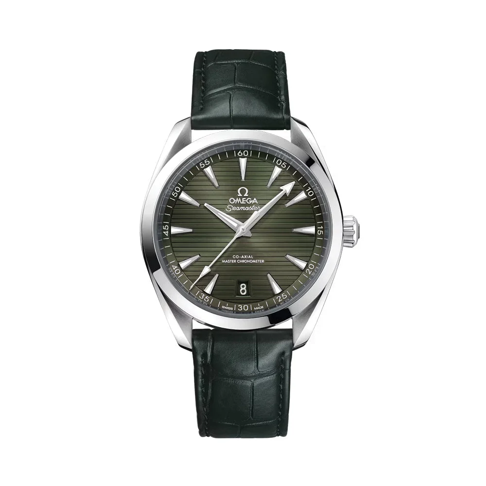 OMEGA Seamaster Aqua Terra 150M 41mm - Green on Leather Strap O22013412110001 41 mm kol saati