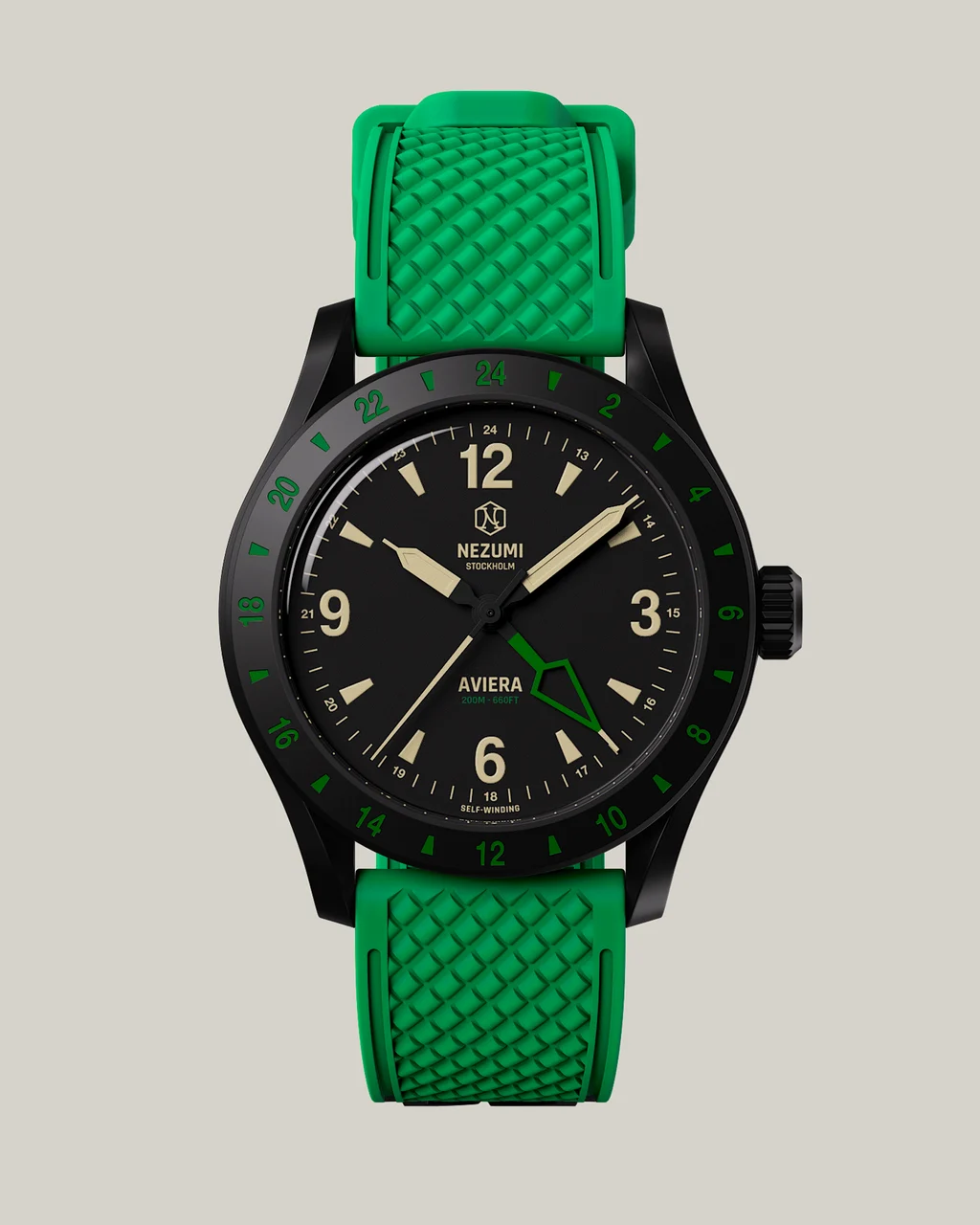 Nezumistudios AA3-133-bundle-green-black 40 mm kol saati