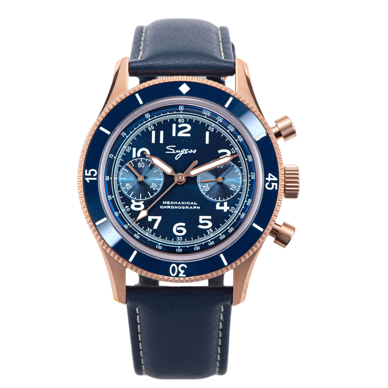 Sugess Chrono Heritage S423 Chronograph Rose Gold Blue Dial chrono-heritage-s423-chronograph-rose-gold 51 mm kol saati