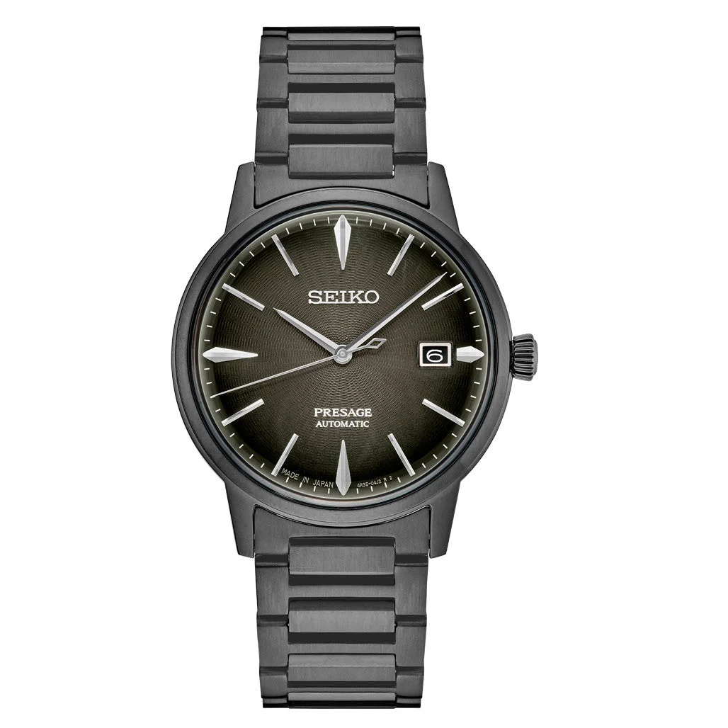 Seiko Presage Automatic Dress watch in Full Black Plating and Gradated Black Dial with Gloss Finish #SRPJ15 39.5 mm kol saati