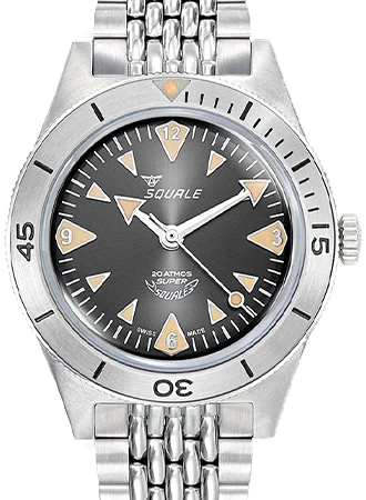 Squale Super- Big Arrows Black - Bracelet SUPERSSABK.AC/SQ 45 mm kol saati