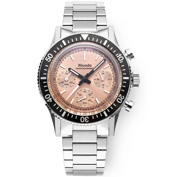 Nivada Grenchen Chronoking Salmon Dial on Bracelet 87043Q20 kol saati
