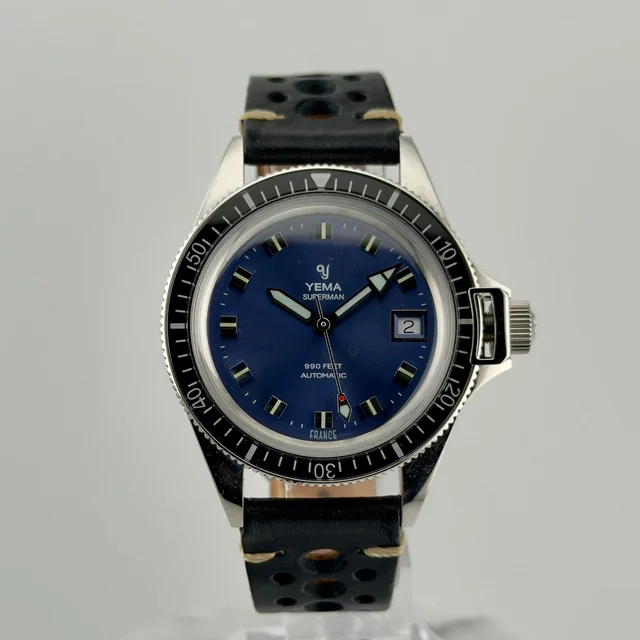 Yema Superman Heritage Blue/Purple Sunburst — 39mm Automatic | Ex kol saati