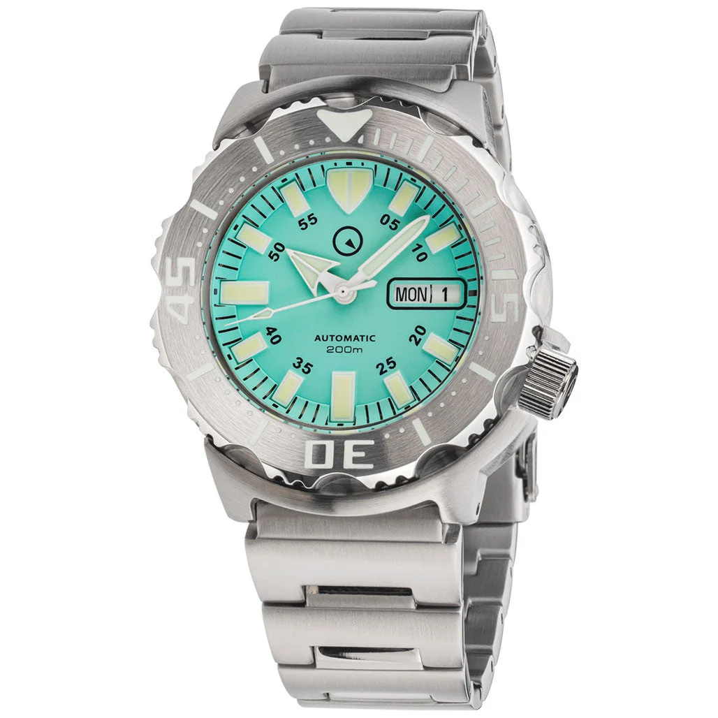 Islander Seafoam Green Dial Automatic Dive Watch with AR Double Dome Sapphire Crystal, and 120-click Bezel #ISL-96 47 mm kol saati