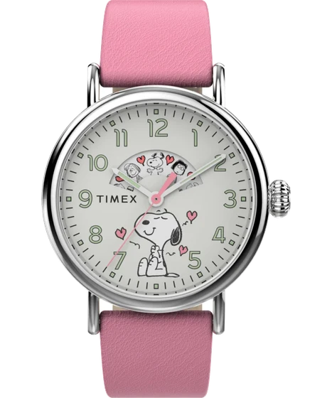 Timex Peanuts x Standard Valentine's 40mm Leather Strap Watch TW2W88900 kol saati