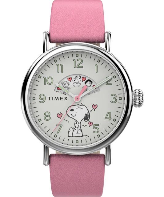 Timex Peanuts x Standard Valentine's 40mm Leather Strap Watch TW2W88900VQ kol saati
