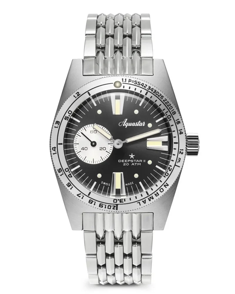 Aquastar Deepstar II – Steel Grey auf BOR-Edelstahlarmband 37 mm kol saati