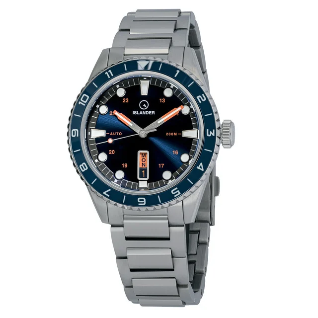 Islander Greenport 39mm Dive Watch with Sunburst Blue Dial #ISL-252 kol saati