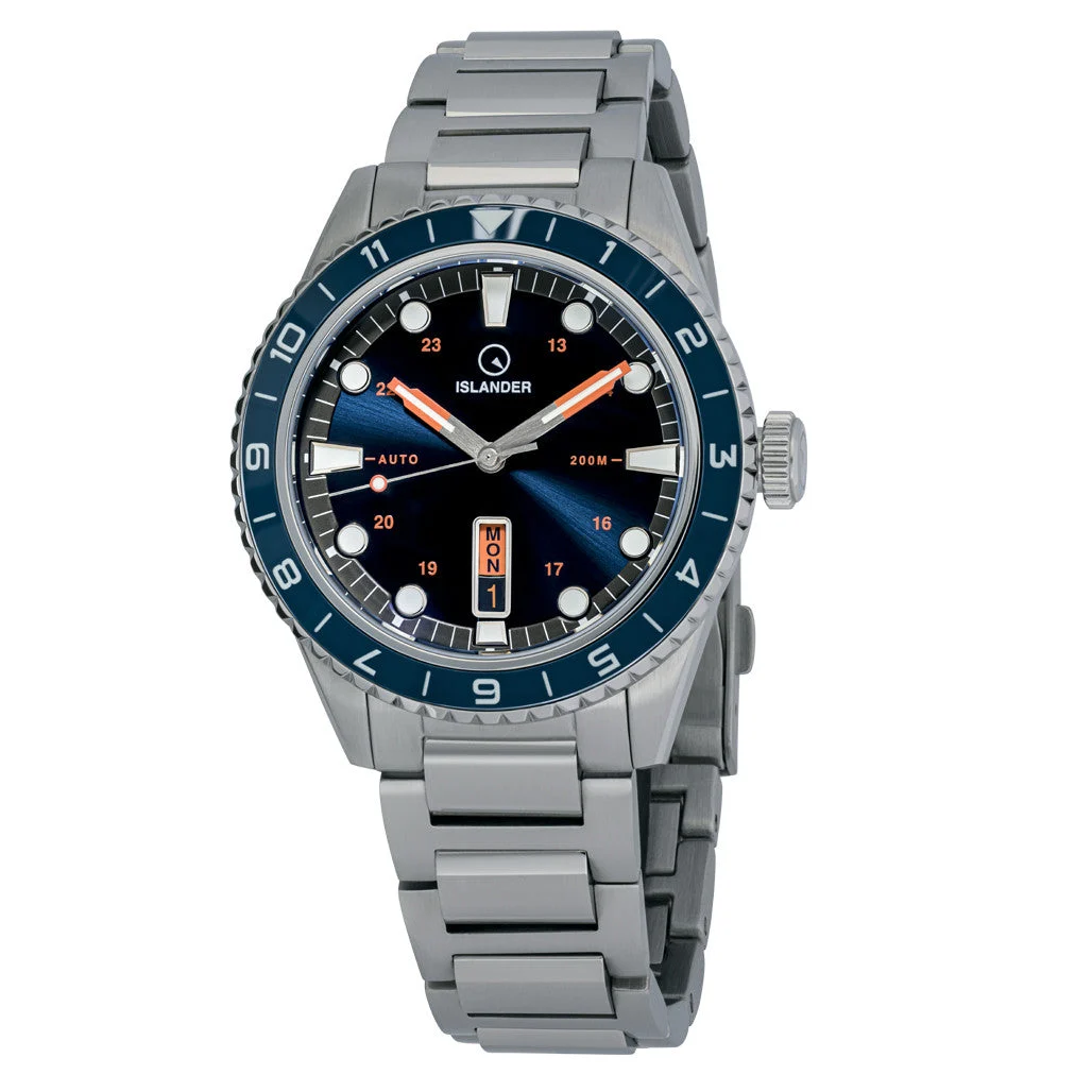 Islander Greenport 39mm Dive Watch with Sunburst Blue Dial #ISL-252 39 mm kol saati